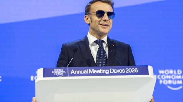 Macron, durante su comparecencia en Davos.