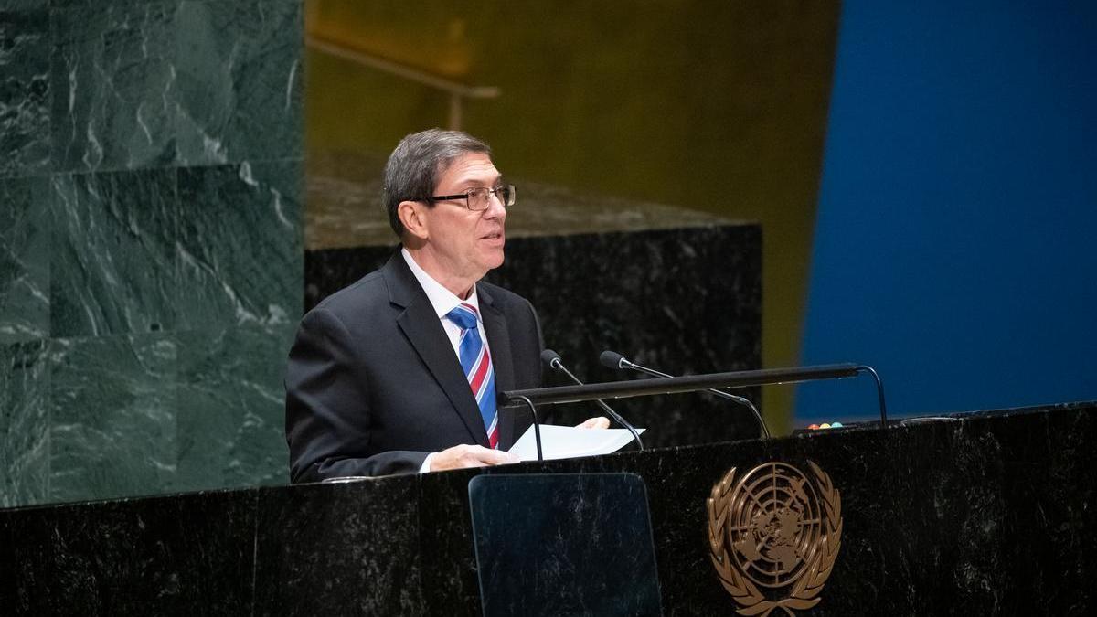 Bruno Rodríguez Parrilla interviene ante la asamblea de la ONU.