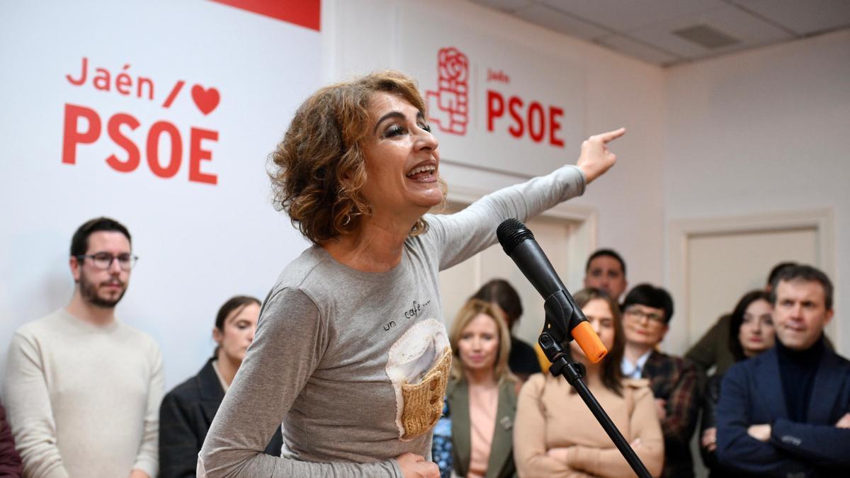 María Jesús Montero en un encuentro con militantes del PSOE en Jaén