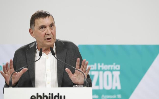 Otegi, durante su comparecencia este lunes. Otegi, durante su comparecencia este lunes.