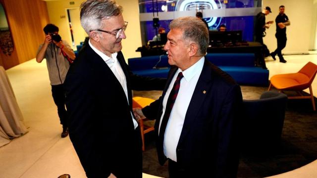 Los candidatos a la presidencia del FC Barcelona Víctor Font y Joan Laporta.