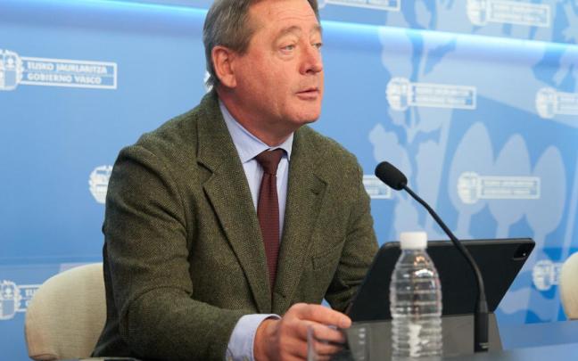 El portavoz del Gobierno vasco, Bingen Zupiria, esta mediodía en Lehendakaritza.
