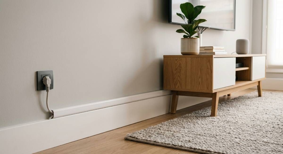 Con una simple canaleta es posible ocultar los cables y mejorar la apariencia del salón.