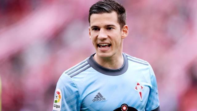 Santi Mina, en un partido con el Celta de Vigo.
