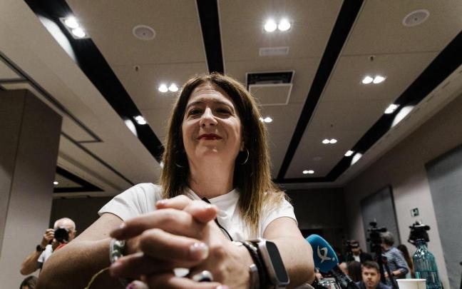 Leire Díez, en la rueda de prensa que ofreció tras darse de baja como militante del PSOE a raíz de la publicación de lo audios que dieron origen al caso que lleva su nombre.