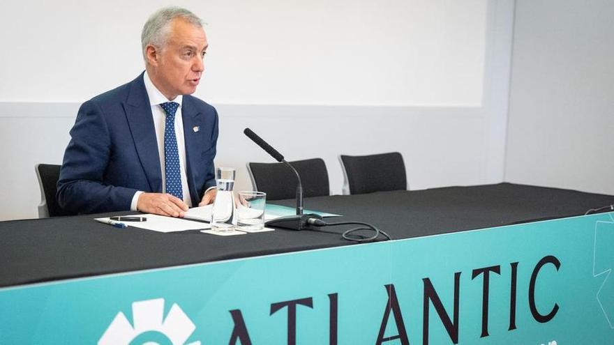 El lehendakari ohia, Iñigo Urkullu, durante la presentación de la fundación eAtlantic