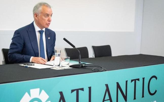 El lehendakari ohia, Iñigo Urkullu, durante la presentación de la fundación eAtlantic