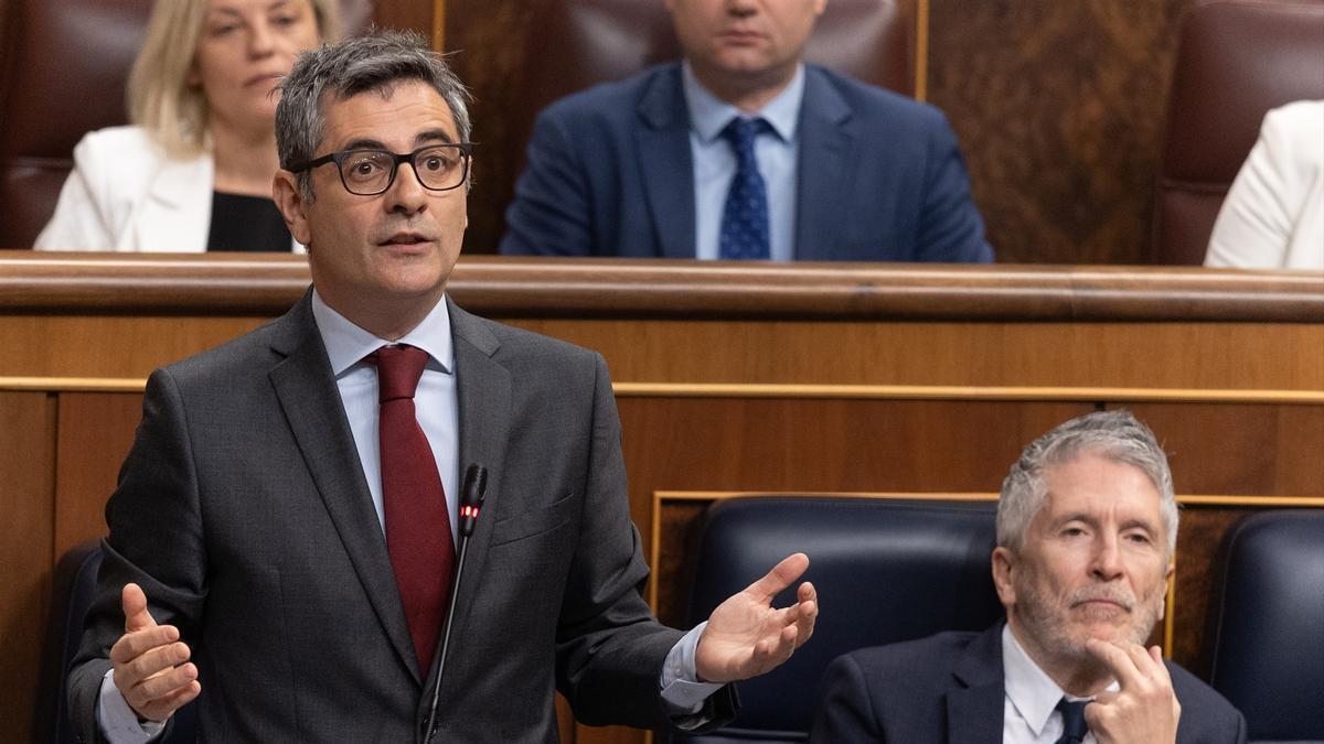 El ministro de Presidencia, Félix Bolaños, en la sesión de control al Gobierno español en el Congreso.
