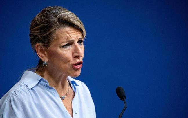 La ministra de Trabajo, Yolanda Díaz, durante su comparecencia.