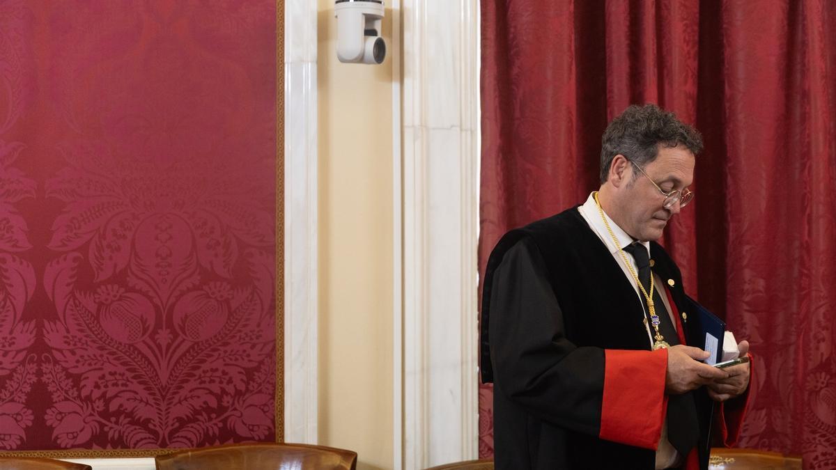 El fiscal general del Estado, Álvaro García Ortiz, durante la toma de posesión de Escrivá como consejero nato del Consejo de Estado.