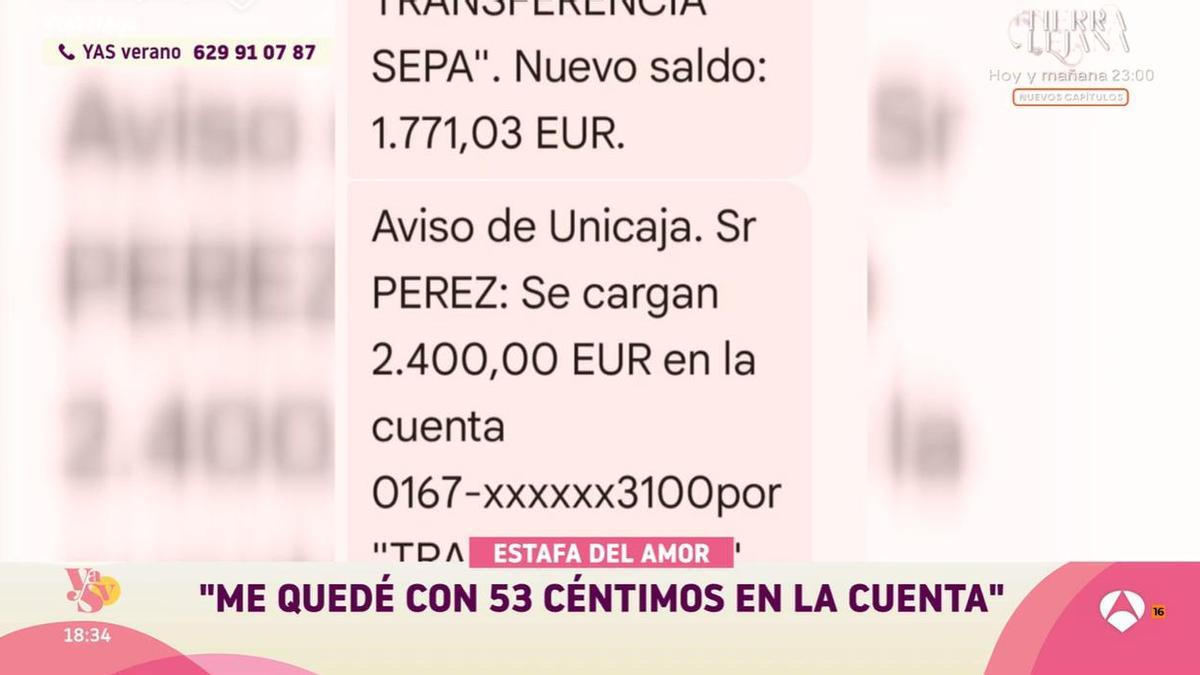 Juan Carlos perdió más de 4.000 euros de su cuenta bancaria por culpa de este envío. Varios pagos hasta que en su cuenta bancaria solo quedan 53 céntimos.