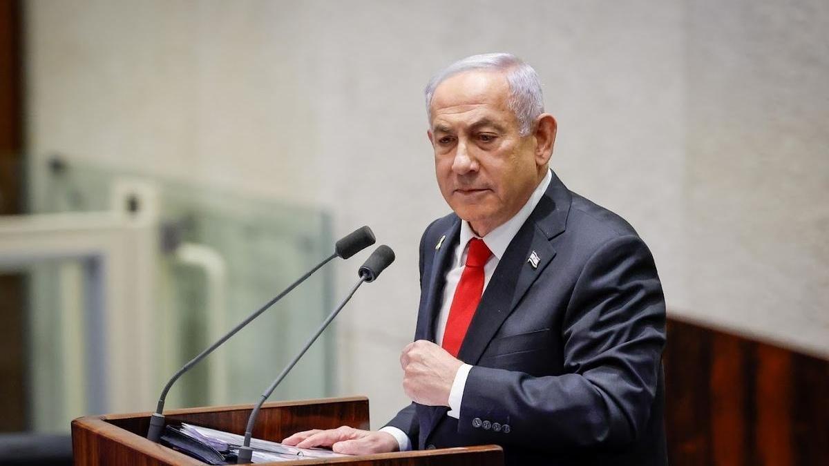 El primer ministro de Israel, Benjamin Netanyahu, en la Knesset, el parlamento israelí.