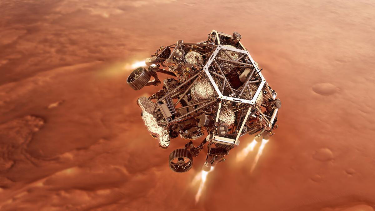 Imagen del 'Perseverance', antes de en su aterrizaje en Marte.