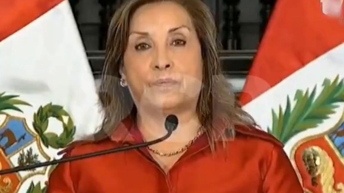 La presidenta de Perú, Dina Boluarte, en su comparecencia.