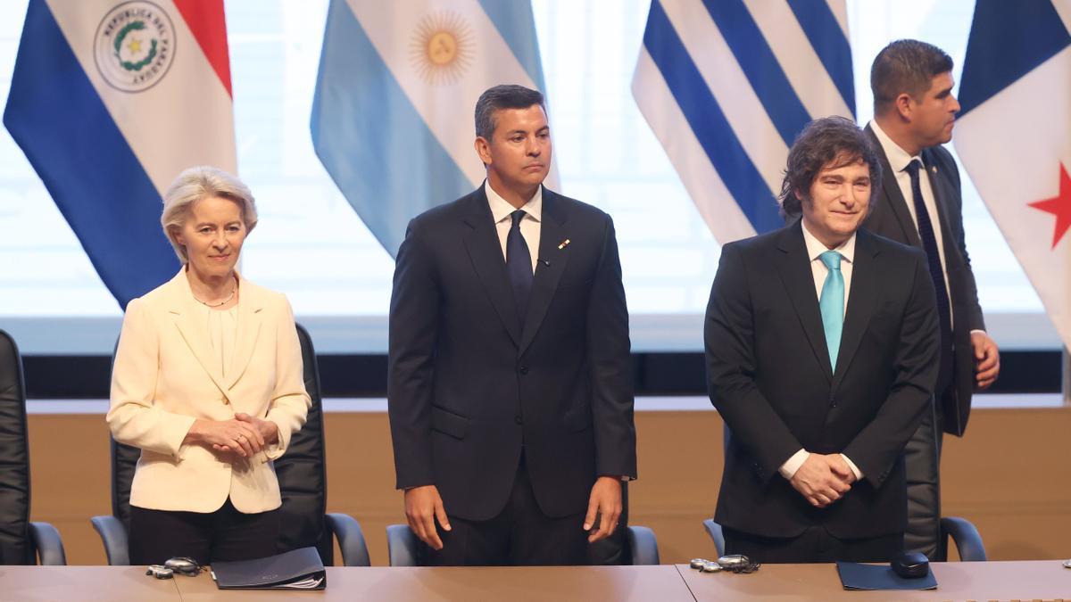 La firma del histórico acuerdo de libre comercio entre la Unión Europea (UE) y el Mercosur.