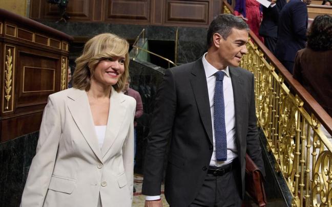 La ministra Portavoz, Pilar Alegría y el presidente del Gobierno español, Pedro Sánchez, en el Congreso de los Diputados. / EP La ministra Portavoz, Pilar Alegría y el presidente del Gobierno español, Pedro Sánchez, en el Congreso de los Diputados.