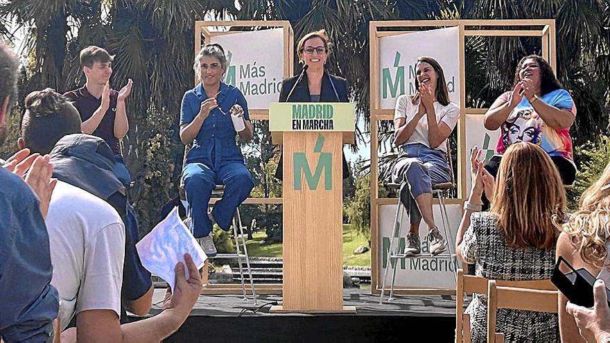 Mónica García durante la apertura del curso político de Más Madrid. baja