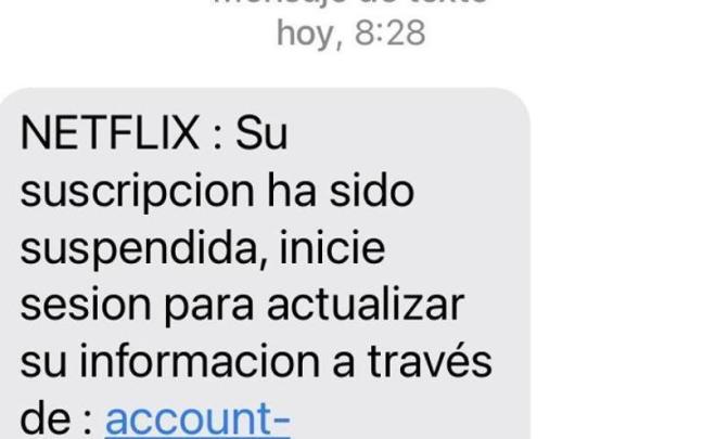 SMS de estafa en nombre de Netflix SMS de estafa en nombre de Netflix