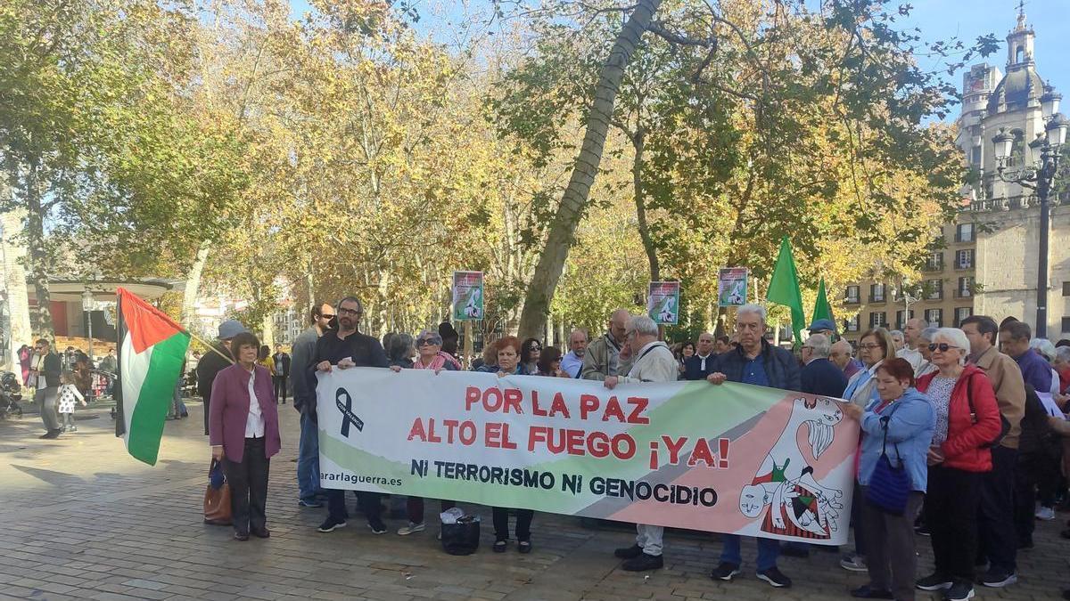 Concentración celebrada este sábado en Bilbao contra el genocidio en Gaza.