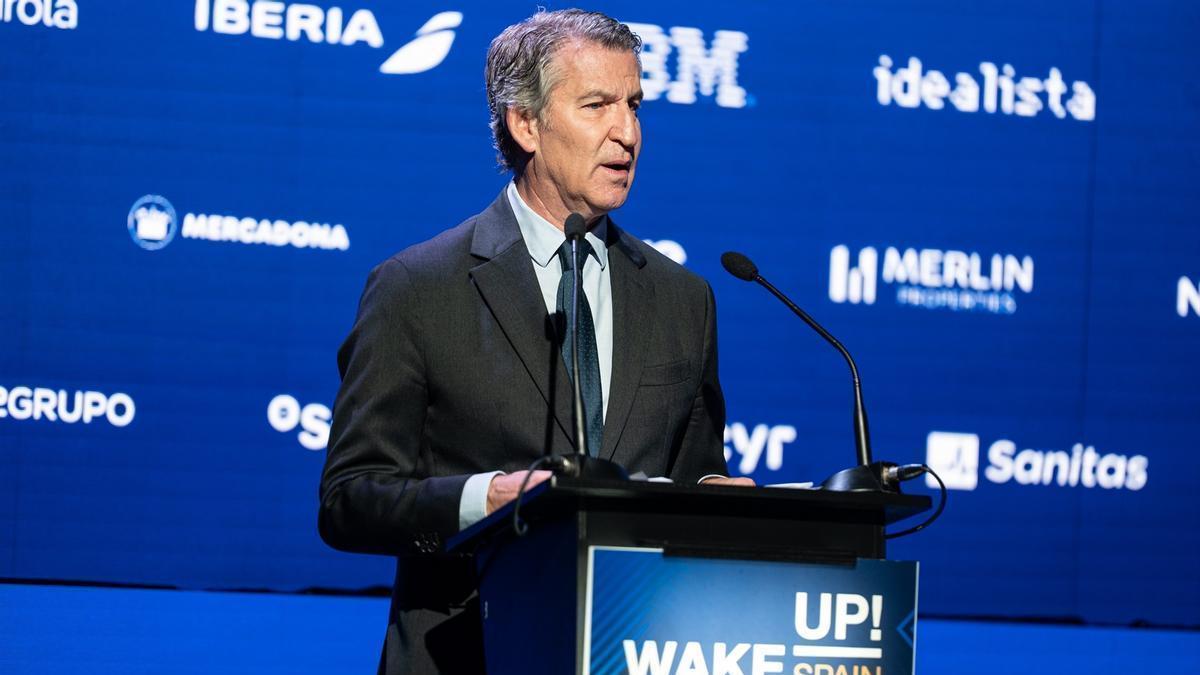Alberto Núñez Feijóo, durante su intervención en el Foro 'Wake up Spain! Wake up Europe!'.