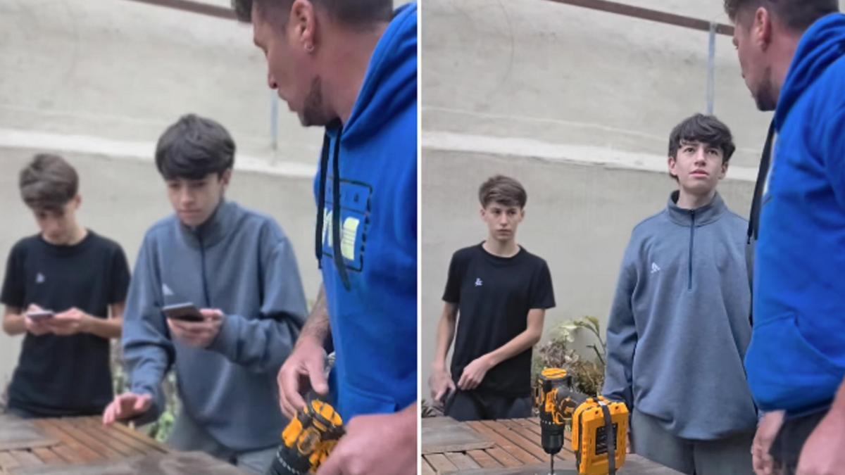Un padre perfora el móvil de su hijo con un taladro y el vídeo se hace viral: "Lo que todos querríamos hacer".