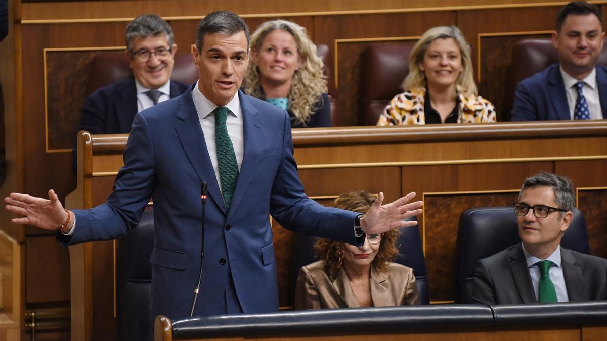 El presidente del Gobierno, Pedro Sánchez, durante una sesión de control al Gobierno.