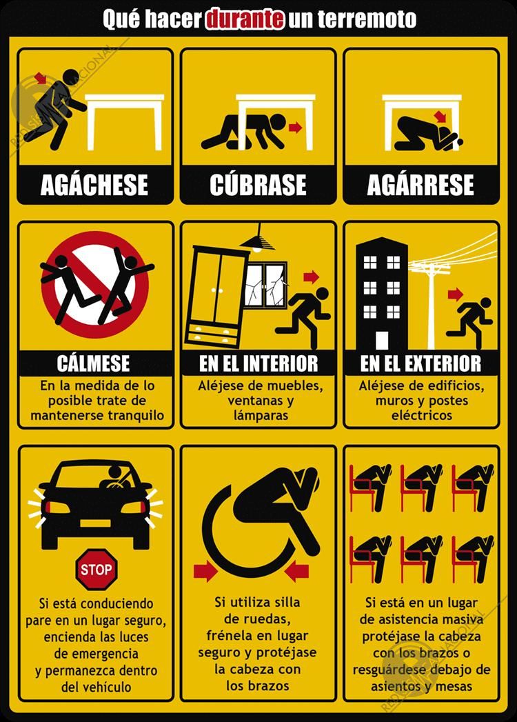El objetivo de estas sugerencias e ilustraciones es concienciar y mejorar la preparación ante los terremotos, aunque no garantizan la seguridad de las personas.