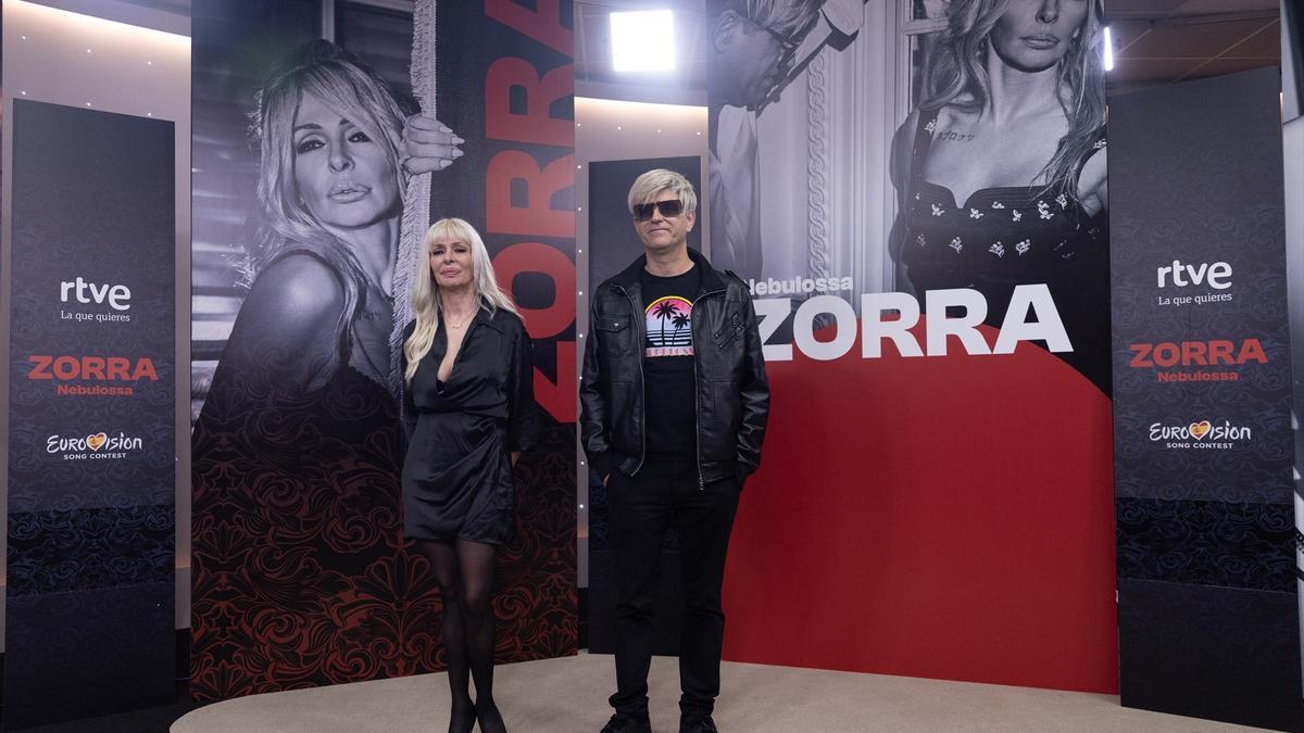 Nebulossa, durante la rueda de prensa que han ofrecido este lunes en TVE.