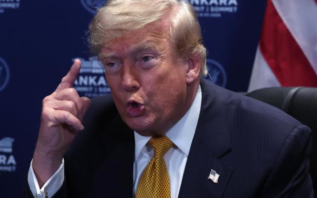 Trump, durante su comparecencia.
