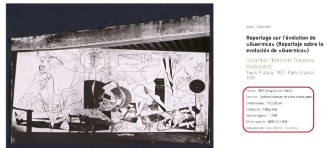 El 'Guernica' a medio hacer, con la fecha en la que fue terminado.