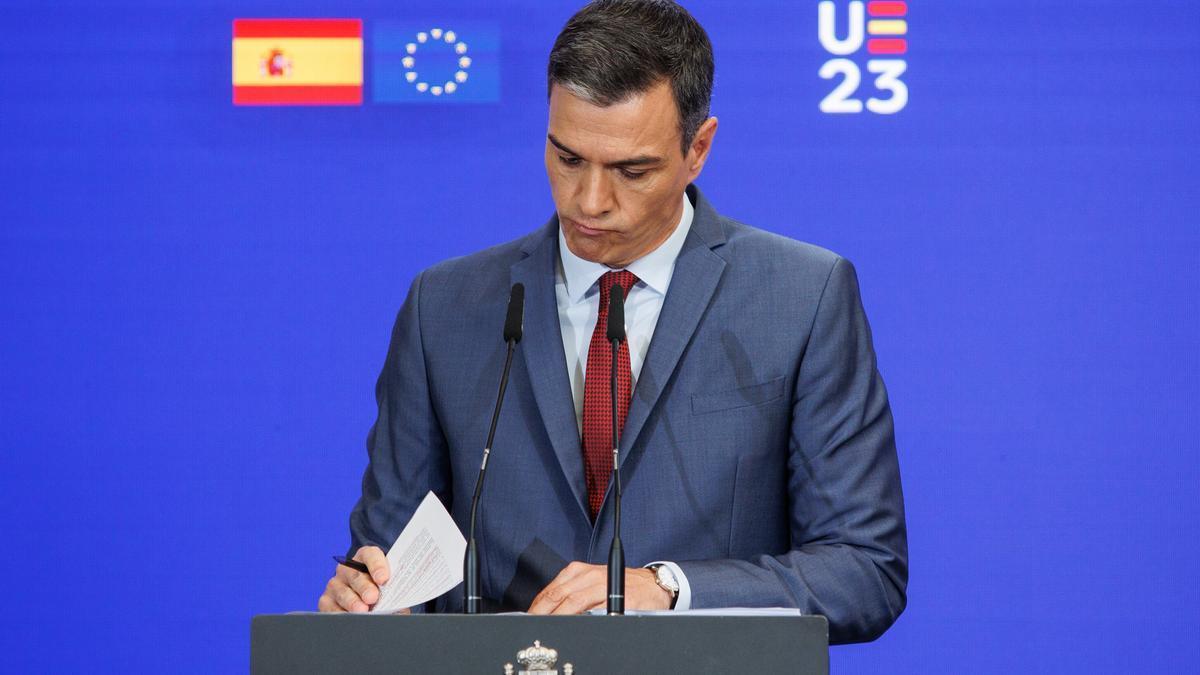 El presidente del Gobierno español, Pedro Sánchez, durante la presentación de las prioridades europeas, este jueves