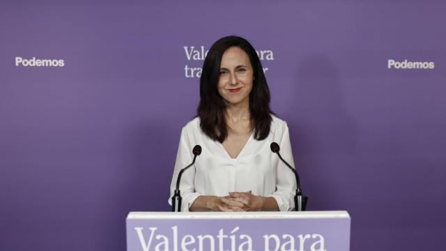 La secretaria general de Podemos, Ione Belarra, en la comparecencia que ha realizado tras el anuncio del adelanto electoral.