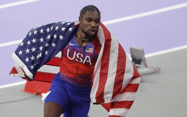 Noah Lyles celebra su triunfo en los 100 metros. / EFE Noah Lyles celebra su triunfo en los 100 metros.