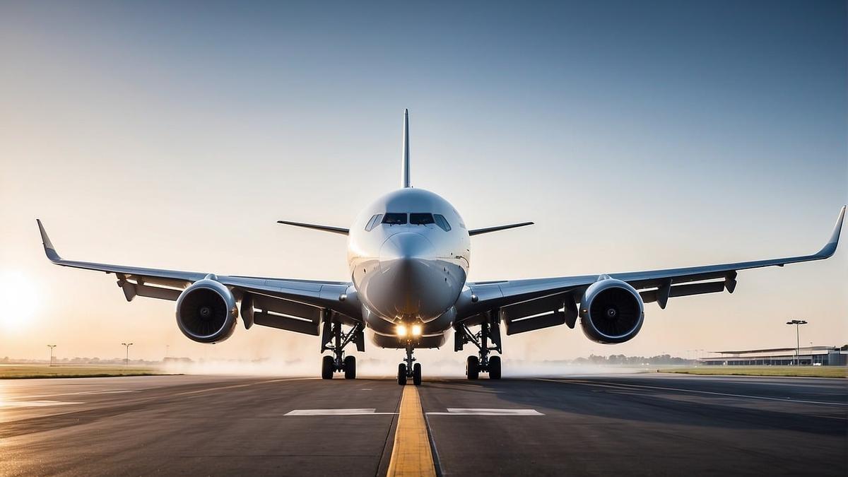 Un avión aterrizando