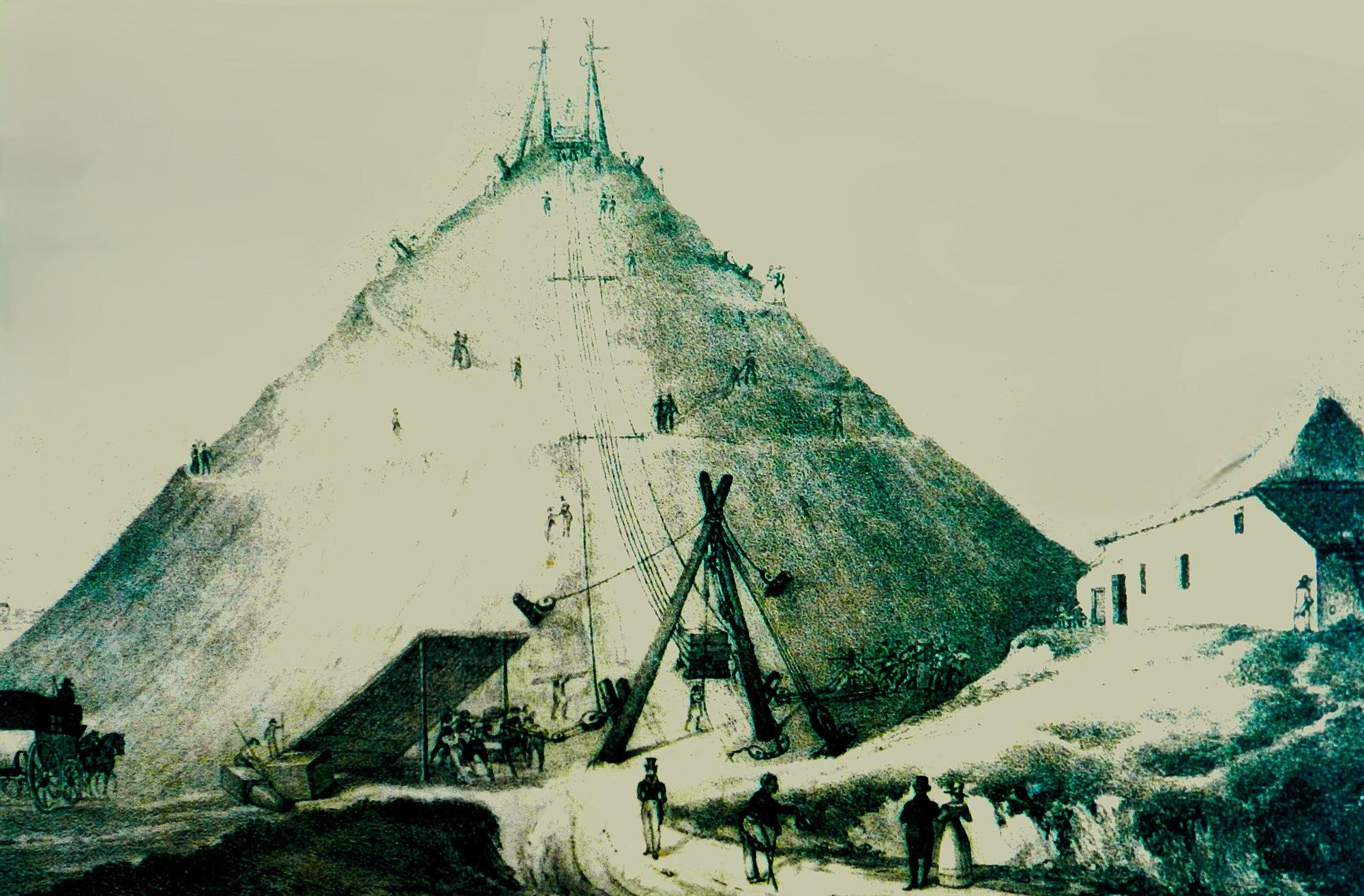 ilustración de la construcción de la Colina del León.