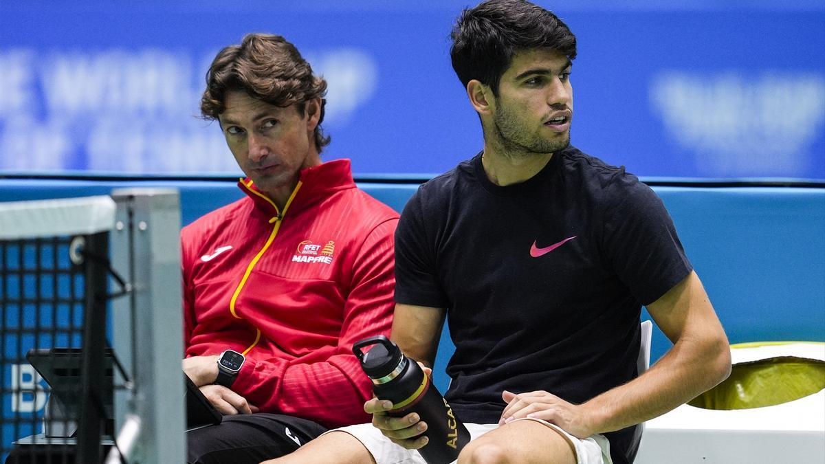 Juan Carlos Ferrero, junto a Carlos Alcaraz.