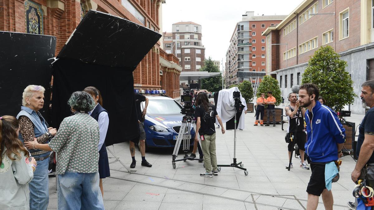 Rodaje de una película en Bilbao.