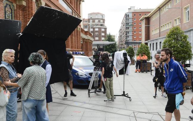 Rodaje de una película en Bilbao.