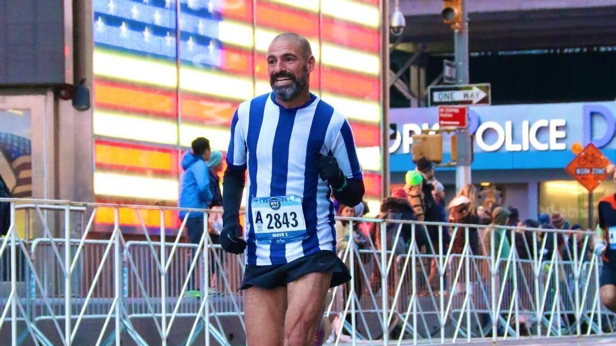 Mikel Antón, durante la media maratón de Nueva York.