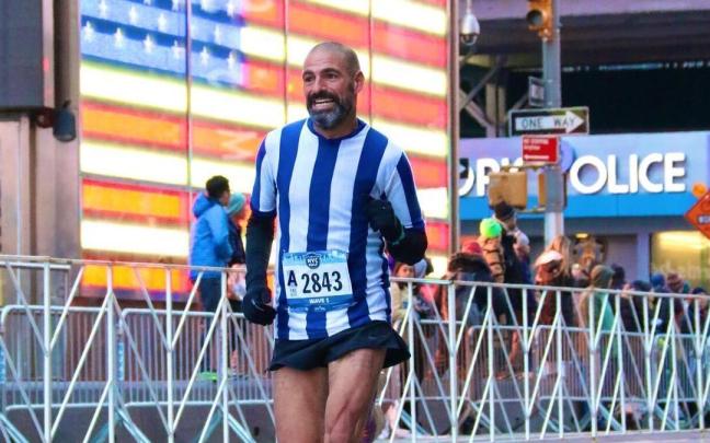 Mikel Antón, durante la media maratón de Nueva York.