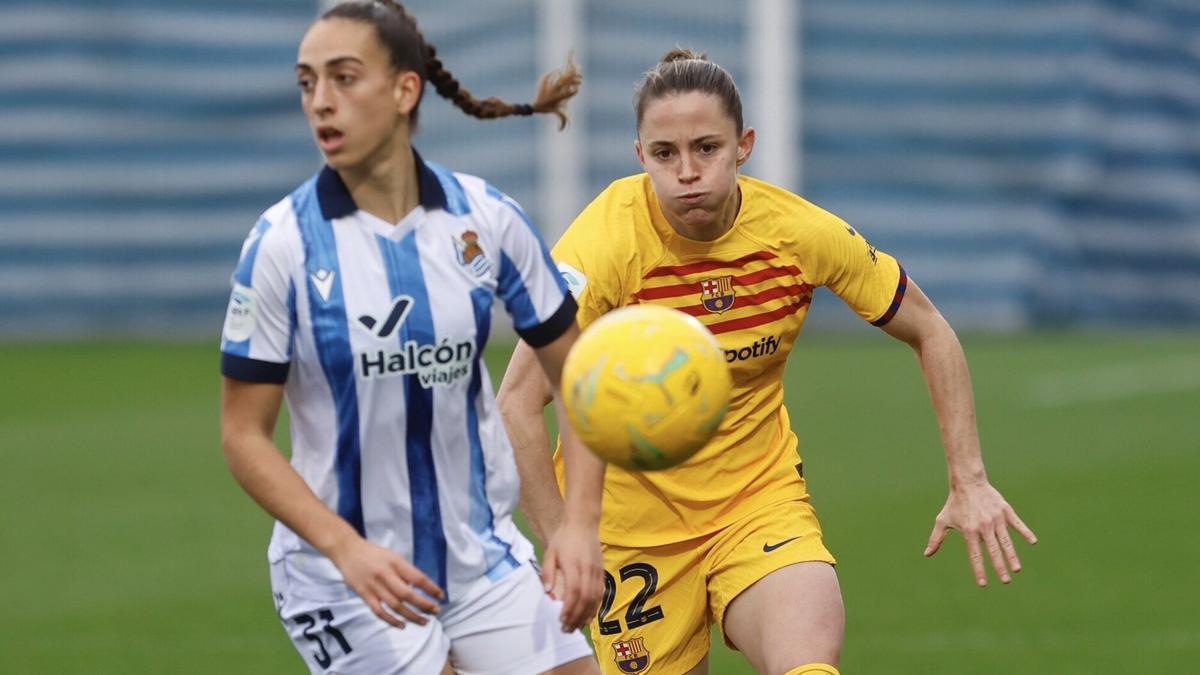 La Real perdió por 1-7 frente al Barcelona en el partido de la Liga F disputado en Zubieta hace dos meses. / JAVI COLMENERO