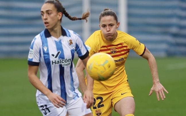 La Real perdió por 1-7 frente al Barcelona en el partido de la Liga F disputado en Zubieta hace dos meses. / JAVI COLMENERO