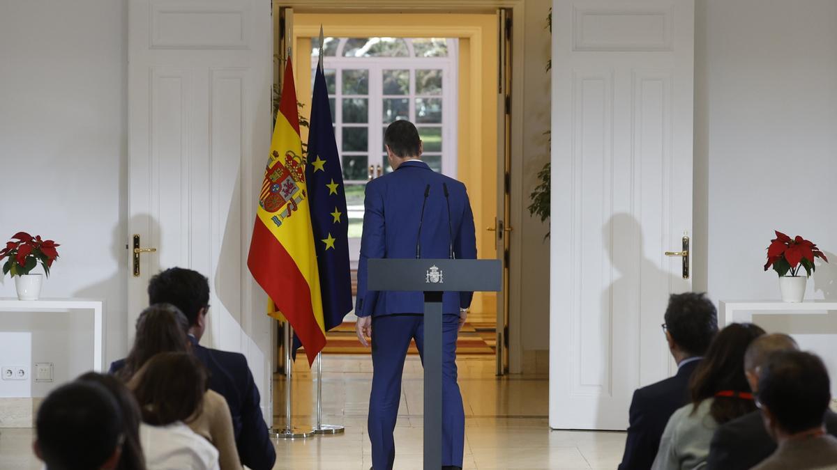 Pedro Sánchez, tras la rueda de prensa posterior al Consejo de Ministros.