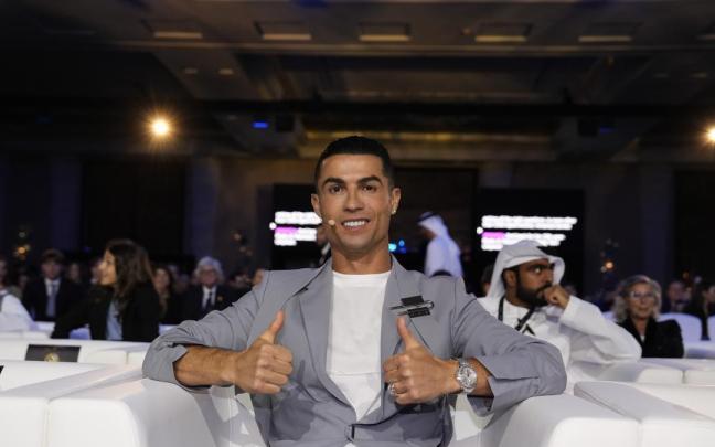 Cristiano Ronaldo durante la ceremonia de los 'Globbe Soccer Awards' en 2024.
