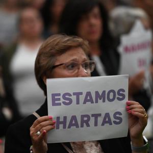 Una mujer durante una manifestación contra la violencia machista