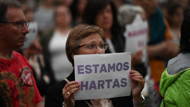 Una mujer durante una manifestación contra la violencia machista