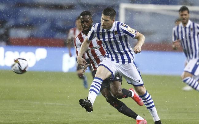 Igor Zubeldia, en la final de Copa contra el Athletic, tendrá el apoyo de los azkoitiarras desde la Herriko Plaza en esta nueva final en Sevilla.