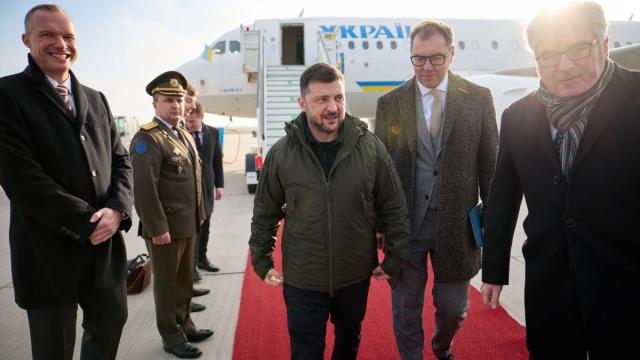 Zelenski, a su llegada a Berlín.