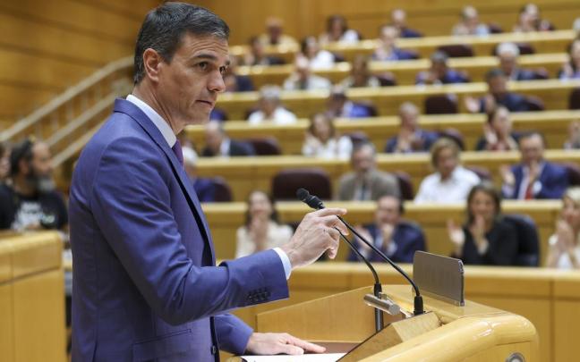 Pedro Sánchez, durante su intervención en el Senado.