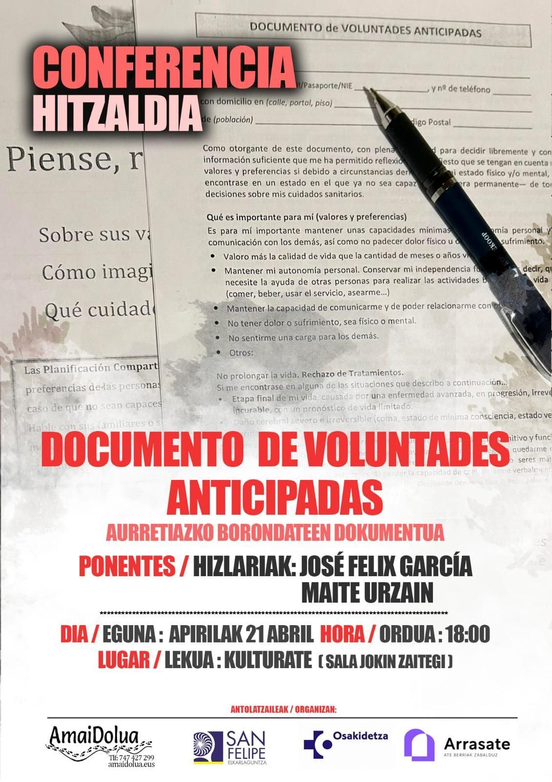 Cartel que anuncia la charla.